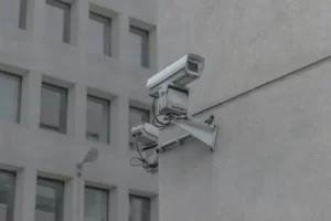 a cctv camera on the side of a building