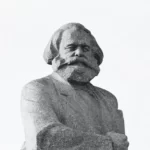 a statue of karl marx on a white background