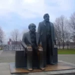 A statue of karl marx and freiedrich engels