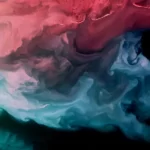 A red and blue abstract swirly piece