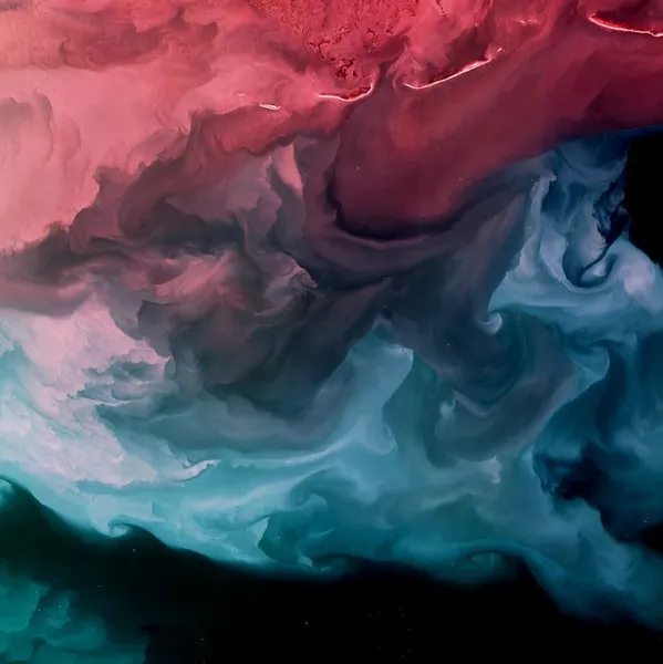 A red and blue abstract swirly piece