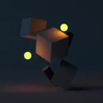 an abstract of two blocks and two lights