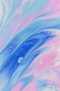 a blue and pink abstract art piece