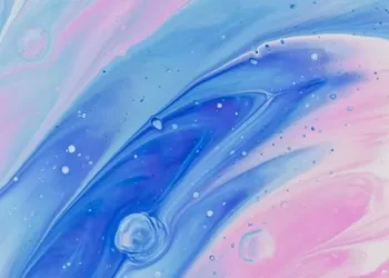 a blue and pink abstract art piece