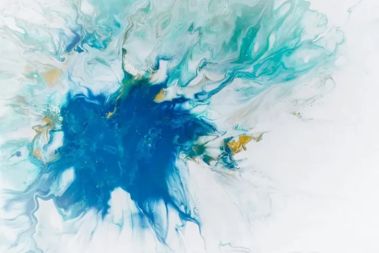 a blue and turquoise abstract art piece