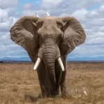 A front facing shot of an african elephant