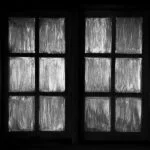 black and white ominous windows