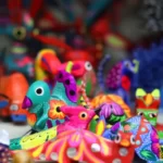 A selection of colourful hand-made cultural items
