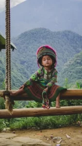 a young child in cultural dress