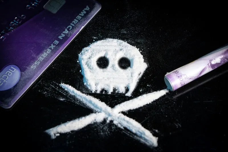 cocaine shaped like a skull and crossbones