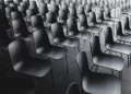 Rows of black chairs