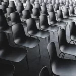 Rows of black chairs