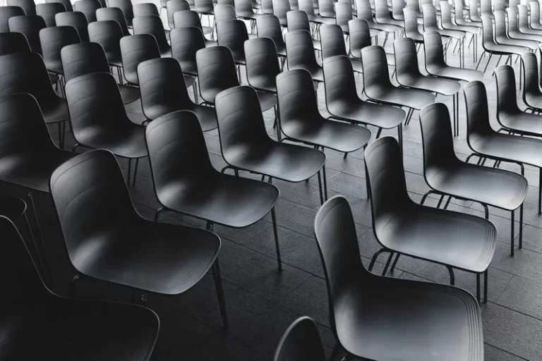 Rows of black chairs