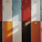 2 rows of american style, coloured school lockers