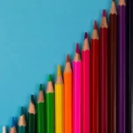 Colouring pencils arranged as a rising graph