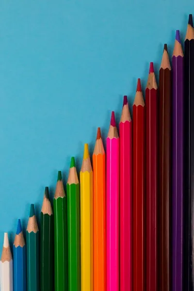 Colouring pencils arranged as a rising graph