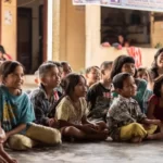 A group of young children in education with material deprivation