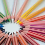 A circle of coloured pencils