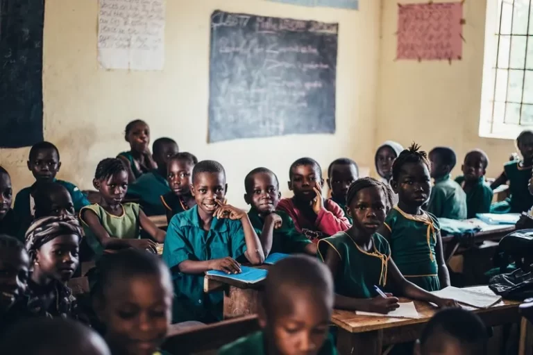 A group of african children at school
