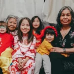 A multi-generational family with ancestors