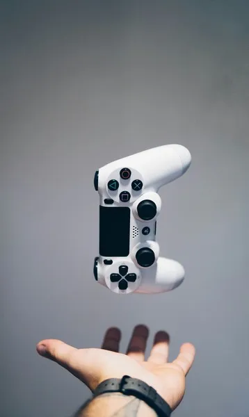 A PS4 controller in white