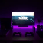A pc monitor displaying the game warzone