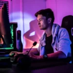 A gamer streaming