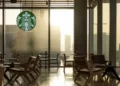A hazy image of the inside of a starbucks