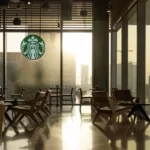 A hazy image of the inside of a starbucks