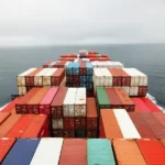 A global shipping container transporting commodities