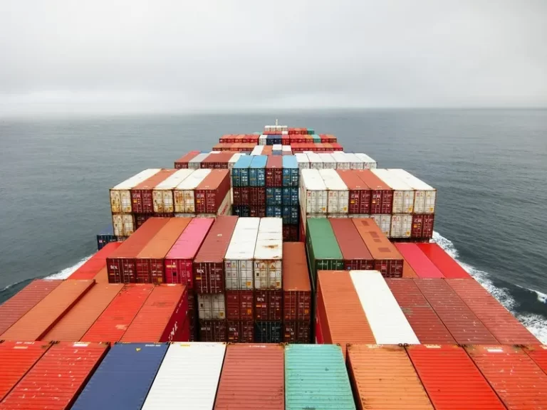 A global shipping container transporting commodities