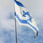 An Israeli zionist star of david flag