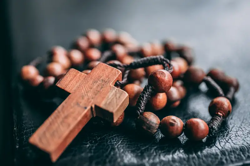 wooden religious rosary beads