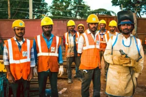 A group of male construction workers