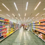 A bland supermarket aisle