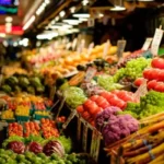 A market with colourful fruit and vegetables - marketisation