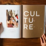 An open book displaying the word culture