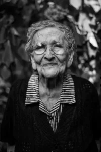 A black and white shot of an elderly lady ageism ageist old age older people