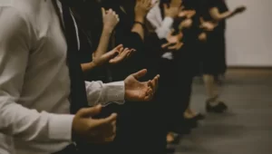 a religious congregation praying