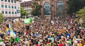 a large political protest