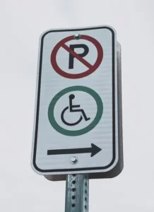 A disabled parking sign