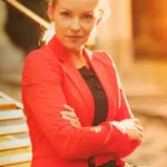 A women with her arms folded trying to look powerful