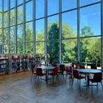 A modern secondary school with large windows and lots of light