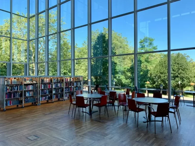 A modern secondary school with large windows and lots of light