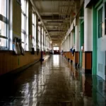 a school hallway from an an old fashioned school