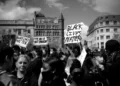 black and white photo of a black lives matter protest - inequality