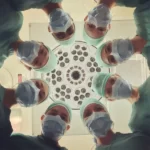 A group of surgeons in a circle looking down