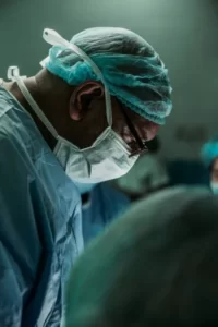 A black surgeon side view