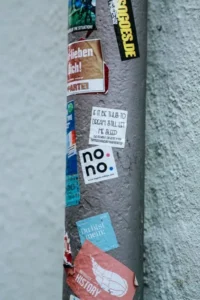 A bunch of labels on a post