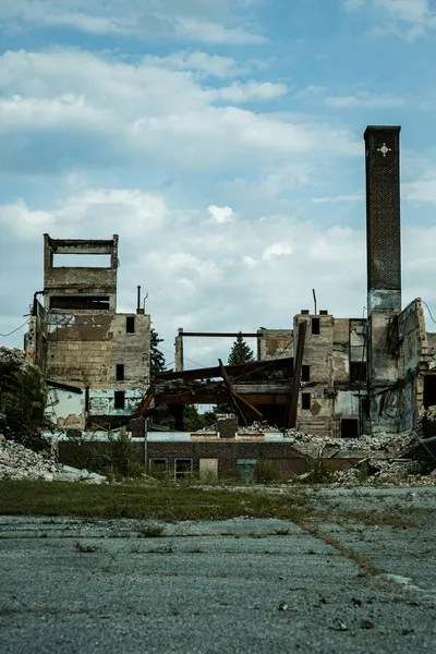 A burned out school depicting the effect of neoliberalism and anti-intellectualism